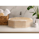 Octagon Polished Beige Travertine Natural Stone Vessel Bathroom Sink 16 Inch