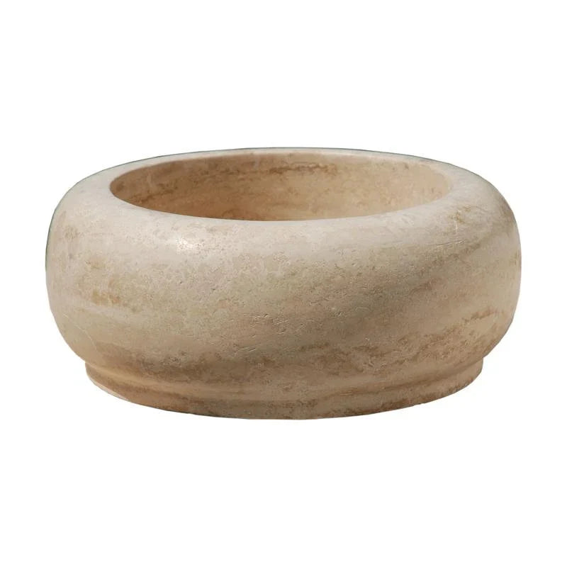 Light Beige Travertine Round Vessel Sink 20020003 Filled Honed product shot