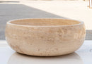Light Beige Travertine Natural Stone Above Vanity Bathroom Vessel Sink Polished side view