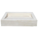 White Limestone Rectangular Hidden Drain Vessel Sink 18x21 Honed Finish