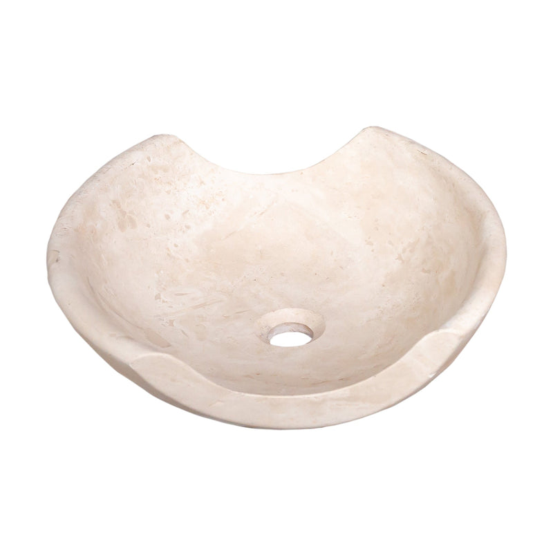 Light Travertine Stone Special Design Vessel Sink NTRSTC18 W16 L16 H6 angle view