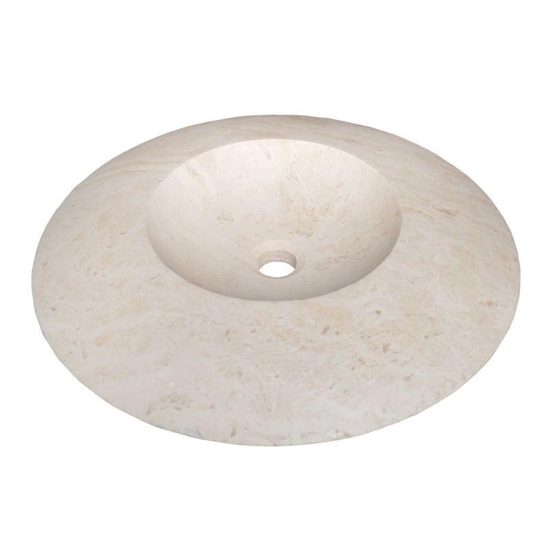 Light Travertine Stone Ufo Shape Vessel Sink NTRSTC17 D21 H6 angle view