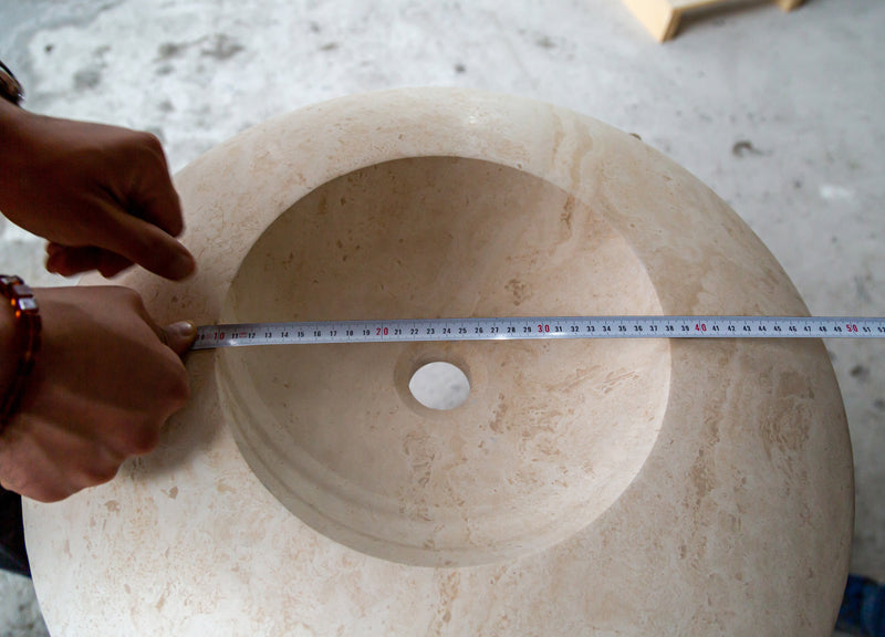 Light Travertine Stone Ufo Shape Vessel Sink NTRSTC17 D21 H6 diameter measure view