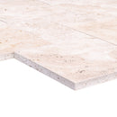 Light Antique Travertine Pattern Tumbled Pavers - Full Truckload dry look profile view
