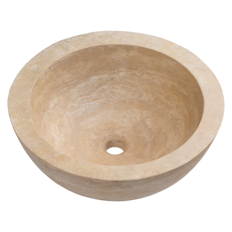 Light beige travertine stone bathroom sink YEDSIM12 D16 H8 honed angle view