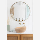 Light Beige Travertine Sloped Above Vanity Bathroom Vessel Sink Honed (D)16" (H1)6" (H2)8" bathroom view