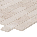 Limestone mosaic 2x4 brick brushed 15216292 single tile profile view
