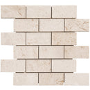 Limestone mosaic 2x4 brick brushed 15216292 single tile topivew