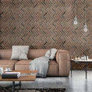 Noble Red Clay 12.5"x25.5" Tumbled Brick Herringbone Mosaic Tile - MSI Collection product shot living view