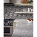 Lorena grigio interlocking 11.81x12 glass stone mesh mounted mosaic tile SMOT-SGLSIL-LORGRI4MM product shot kitchen closeup view