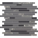 Lorena grigio interlocking 11.81x12 glass stone mesh mounted mosaic tile SMOT-SGLSIL-LORGRI4MM product shot single tile top view