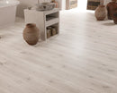 SPC Vinyl Rigid Core 9" Width 60" RL, 7mm Thick, 1.5mm IXPE Lucent Moon Zephyr Floors - Mazzia Collection Product shoot washroom view