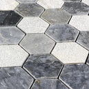 Luna Sky Marble 2" Hexagon Mixed Finish on 12" x 12" Mesh Mosaic Tile