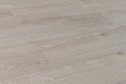 WPC Vinyl Rigid Core 9" Width 60" RL, 8mm Thick, 1.5mm IXPE Luxe Ivory Opus Floors - Mazzia Collection angle view