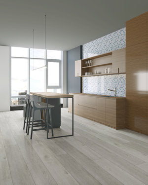 WPC Vinyl Rigid Core 9" Width 60" RL, 8mm Thick, 1.5mm IXPE Luxe Ivory Opus Floors - Mazzia Collection room view 2