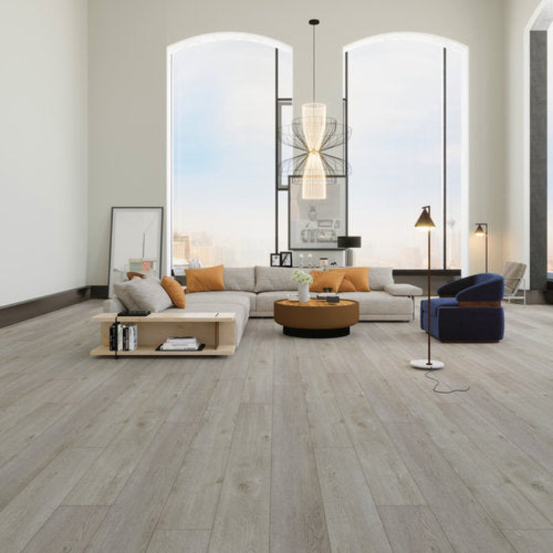 WPC Vinyl Rigid Core 9" Width 60" RL, 8mm Thick, 1.5mm IXPE Luxe Ivory Opus Floors - Mazzia Collection room view