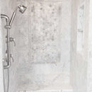 Cararra Honed 10 3/8"x12" Hexagon Marble Mosaic room shot bath view 4