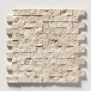 Desert Cream 12 5/8"x12 5/8" Rock Face 1"x2" Marble Mosaic Tile profile view