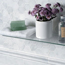 Glacier Honed  10 3/8"x12" Hexagon Marble Mosaic Product shot profile view 