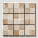 Milano Blend 12"x12" Tumbled Marble 2"x2" Mosaic Tile profile view