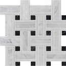 Cararra Honed 12"x12" Lattice Marble Mosaic product shot tile view