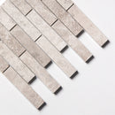 Silver light 12"x12" Honed 1 1/4x6 Marble Mosaic Product shoot mosaic edge view