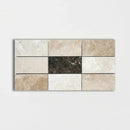Milano Dark Polished 8 1/2"x16 3/4" Subway On Mesh Marble Mosaic Tile product shot tile view