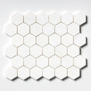 Ice white 10 3/8"x12" Polished Hexagon Marble Mosaic Product shoot mosaic view 3