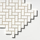 Ice white 11"x11" Polished Herringbone 1x2 Marble Mosaic Product shoot mosaic view  2