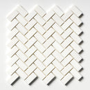 Ice white 11"x11" Polished Herringbone 1x2 Marble Mosaic Product shoot mosaic view  4
