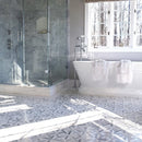 Ice white 12"x12" avenza Honed & polished 5/8x1 1/4 Marble Mosaic Product shoot mosaic view 1