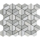 Centennial Blend 10 3/8"x12" Textured 3d Hexagon Limestone Mosaic Tile product shot wall view