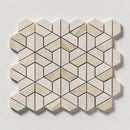 Royal Textured 10 3/8"x12" 3d Hexagon Marble Mosaic Tile profile view