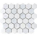 Foster Light and Glacier 10 3/8"x12" Textured Hexagon Marble Mosaic product shot wall view