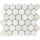 Royal Textured 10 3/8"x12" Hexagon Marble Mosaic Tile profile view