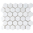 Calacatta Textured 10 3/8"x12" Hexagon Marble Mosaic Product shot marble mosaic view