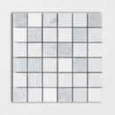 Avenza-Snow White-Foster Light 12"x12" Textured Marble 2"x2" Mosaic product shot wall view