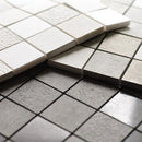 Snow White and Centennial Textured 12"x12" Limestone Mosaic 2"x2" product shot tile view