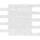 Winslow White 12"x12" Polished Marble Mosaic 1 1/4"x6" product shot wall view