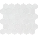 Winslow White 10 3/8"x12" Polished Hexagon Marble Mosaic product shot wall view