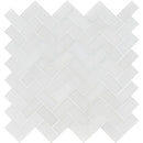 Winslow White 12 1/8"x13 3/8" Polished Herringbone Marble Mosaic product shot wall view