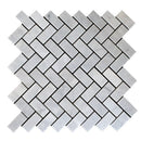 Cararra Honed 12 1/8"x13 3/8" Herringbone Marble Mosaic Tile product shot tile view