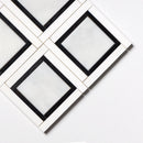 Glacier, Black, Snow White 12 7/8"x12 7/8" Multi Finish Cambridge Marble Mosaic Product shot edge view