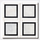 Glacier, Black, Snow White 12 7/8"x12 7/8" Multi Finish Cambridge Marble Mosaic Product shot tile view