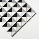 Black, Glacier, Allure, Snow White 12 1/2"x12 1/2" Multi Finish Devon Marble Mosaic Product shot edge view
