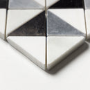 Black, Glacier, Allure, Snow White 12 1/2"x12 1/2" Multi Finish Devon Marble Mosaic Product shot edge view