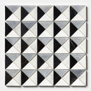 Black, Glacier, Allure, Snow White 12 1/2"x12 1/2" Multi Finish Devon Marble Mosaic Product shot tile view