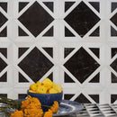 Ice white 13 9/16"x13 9/16" Black Multi Finish Kent Marble Mosaic Product shoot mosaic view 2