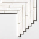 Ice white 12 7/8"x8 9/16" Polished Large Herringbone Marble Mosaic Product shoot mosaic view 2