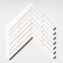 Ice white 12 7/8"x8 9/16" Polished Large Herringbone Marble Mosaic Product shoot mosaic view 3